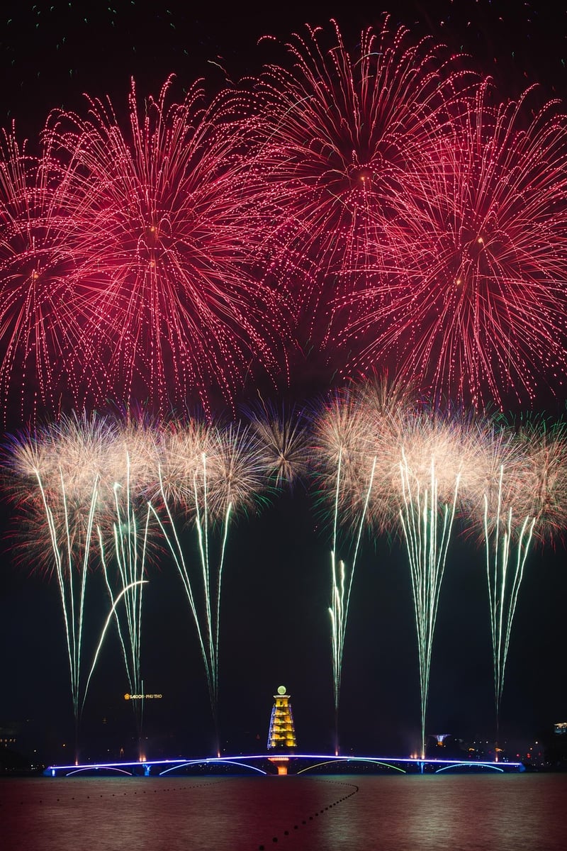 Wedding fireworks at night